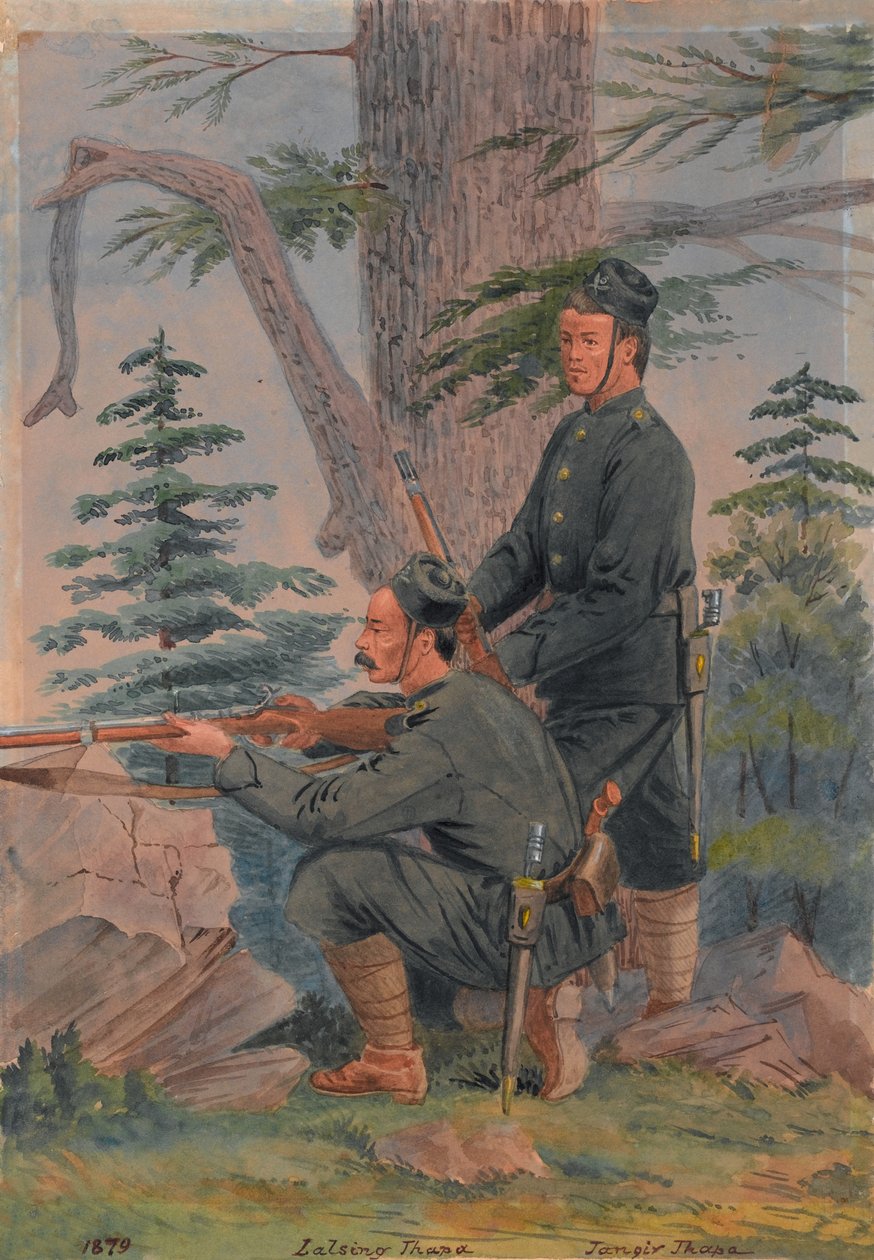 第 5 Goorkha 团的 Lalsing Thapa 和 Jangir Thapa，阿富汗 Peiwar Kotal 作者 RG伍德索普少将