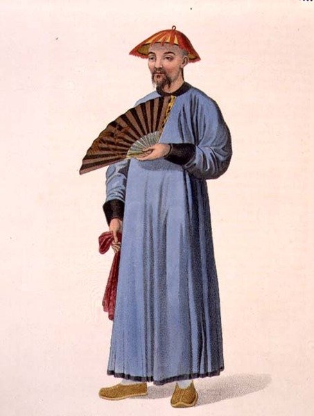 穿着夏装的文人，板块31来自《中国的服装》，由J.Dadley刻制。 作者 乔治·亨利·梅森少校