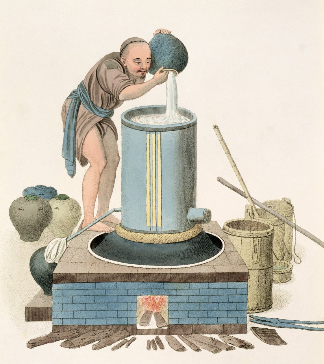 一种蒸馏器，来自&39;The Costume of China&39;的24号板，由J. Dadley雕刻，1800年 作者 乔治·亨利·梅森少校