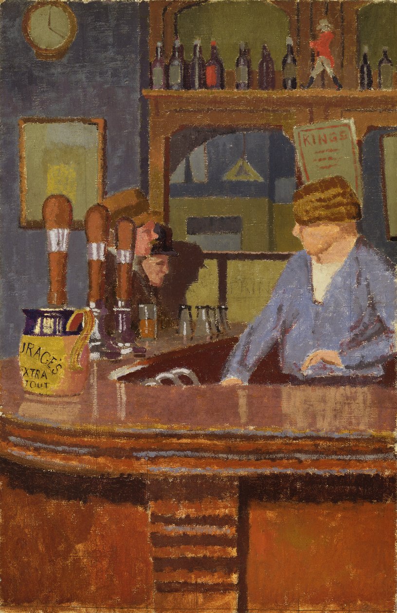 威尔士公主酒吧，特拉法加广场：弗朗西斯夫人在酒吧后面，c.1931 作者 马尔科姆·德拉蒙德（Malcolm Drummond）