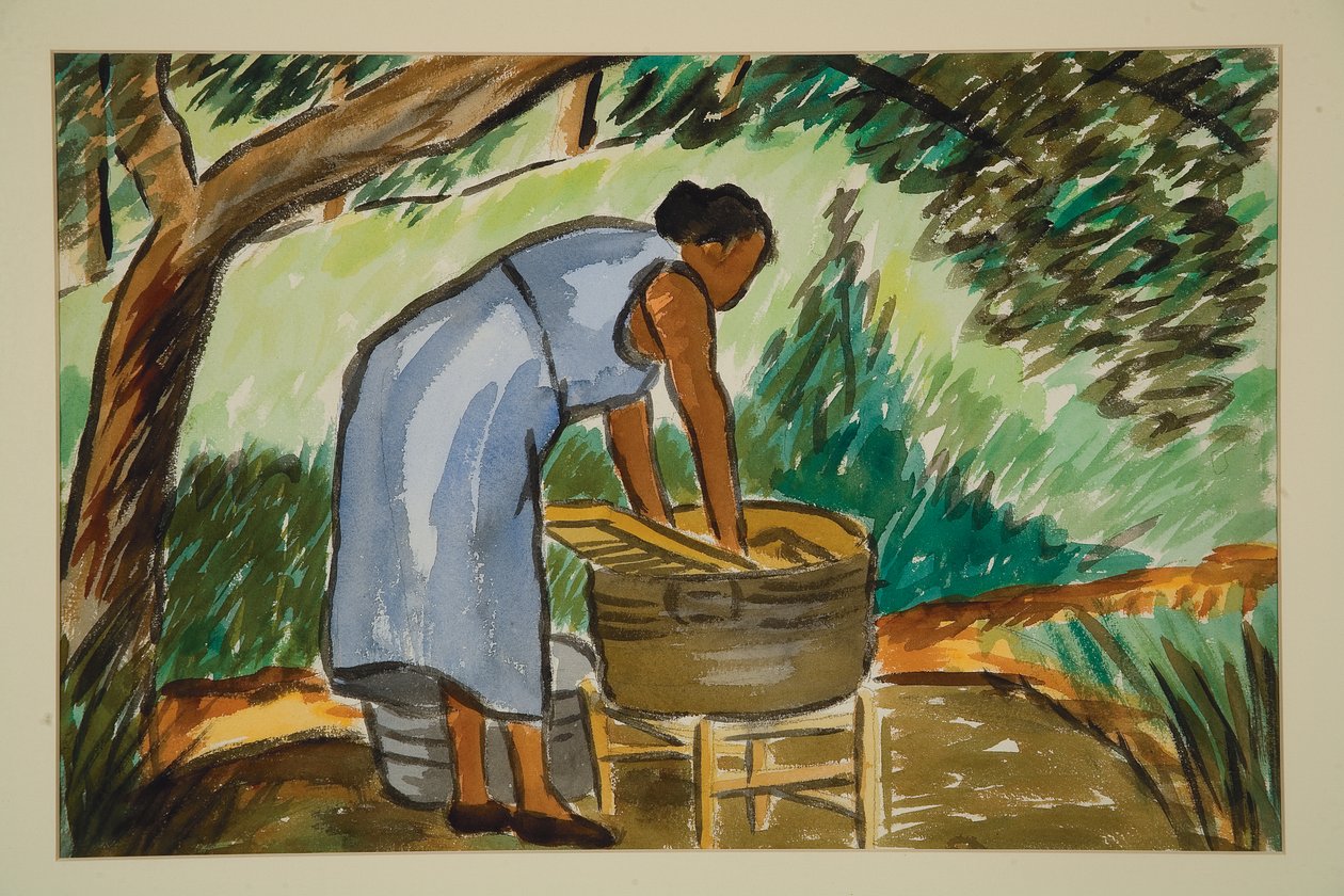 妇女洗涤，c。 1934年（水彩） 作者 马尔文·格雷·约翰逊（Malvin Gray Johnson）
