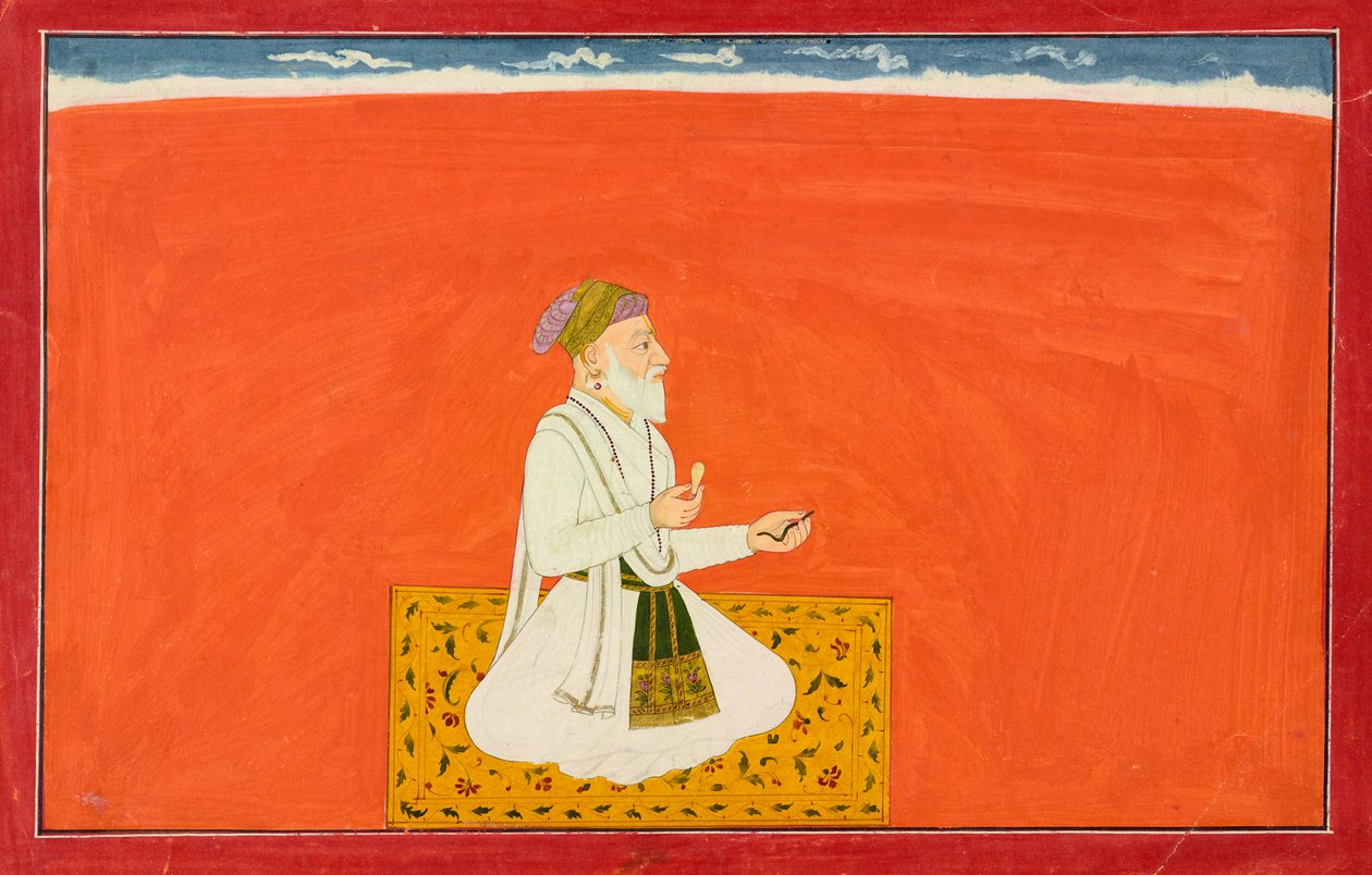 圣人-物理学家Dhanvantari，来自第六部Bhagavata Purana系列的对开本...，约1735-1740。 作者 真乐