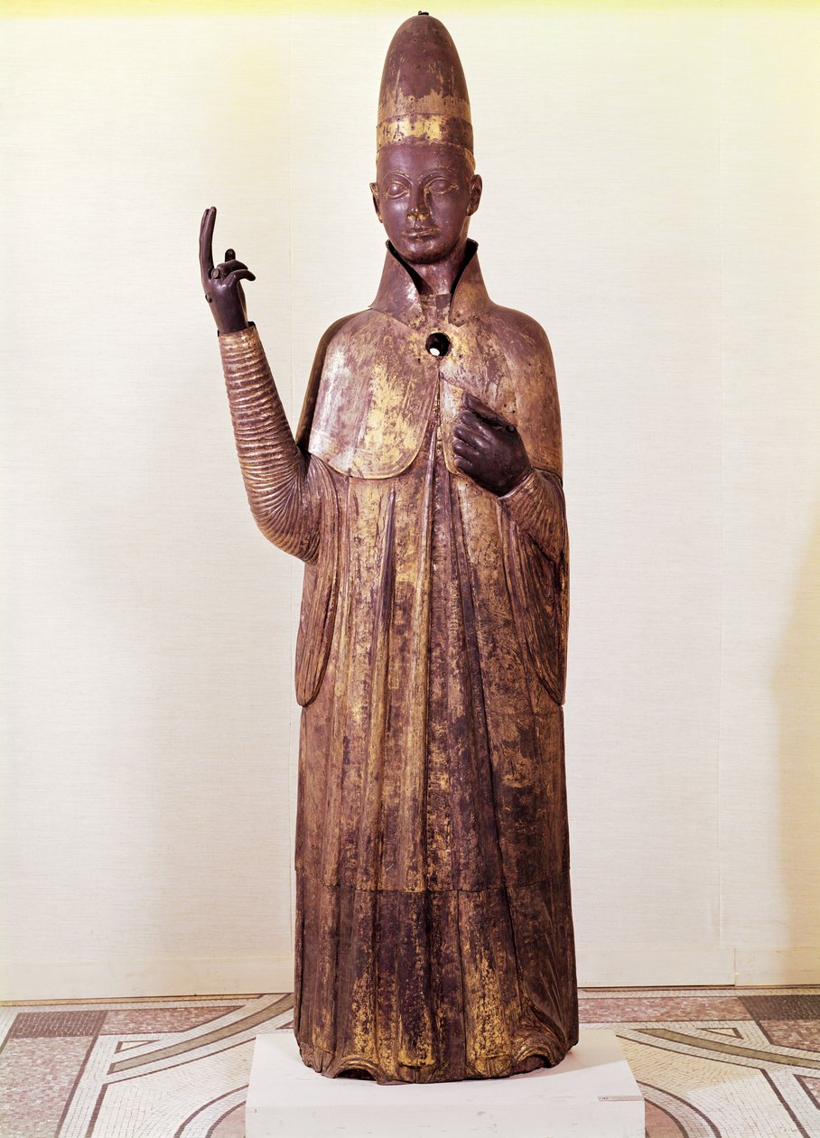 教皇博尼法斯八世（1235-1303）1301（青铜）的雕像 作者 曼诺·迪·班迪诺