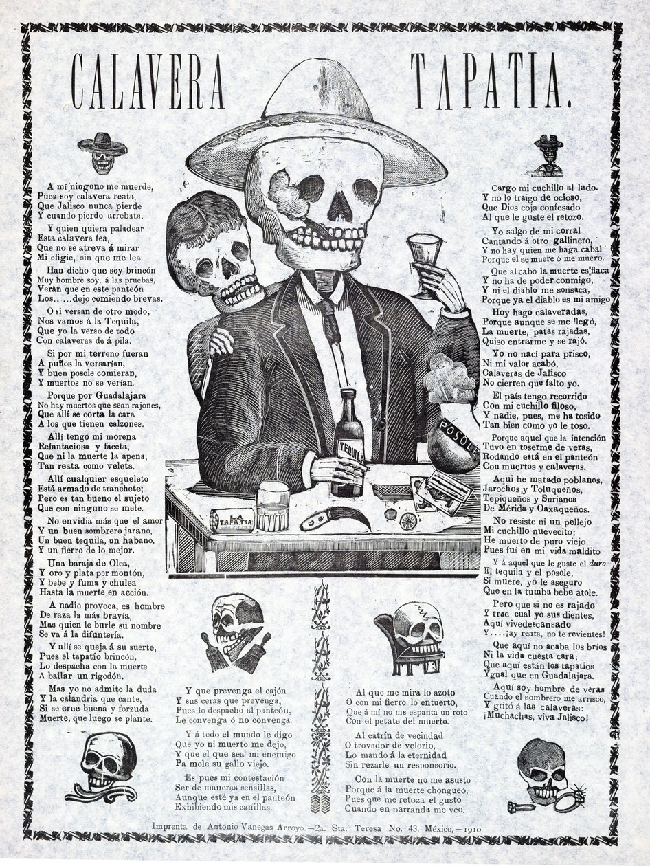 Calavera Tapatia，1910年出版 作者 曼努埃尔·马尼拉
