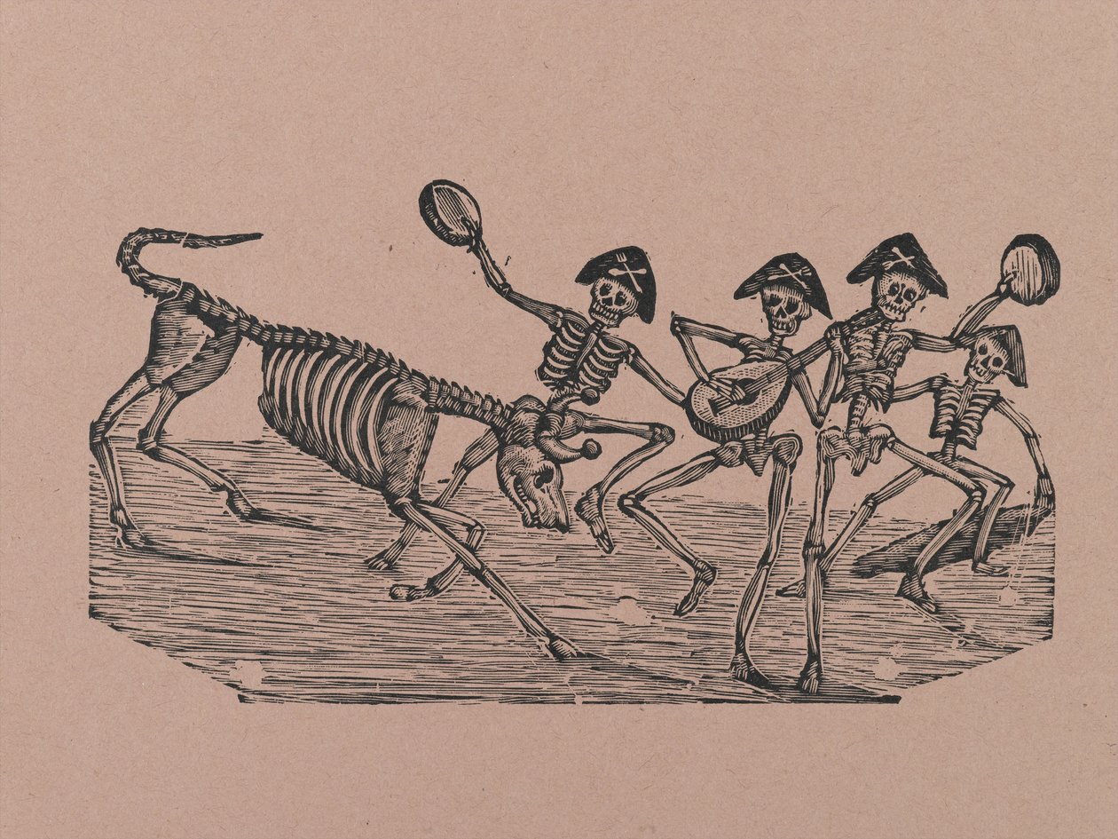 骷髅公牛战士，来自330 Grabados Originales，由Antonio Vanegas Arroyo（1850-1917），墨西哥城，墨西哥（浮雕雕刻）印刷 作者 曼努埃尔·马尼拉