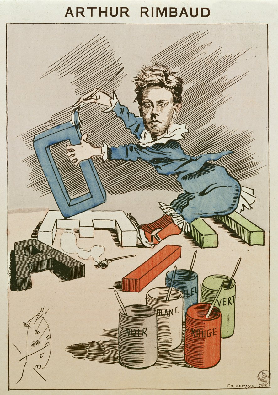 亚瑟·兰波 (Arthur Rimbaud) (1854-91) 的漫画，出自《Les Hommes d
