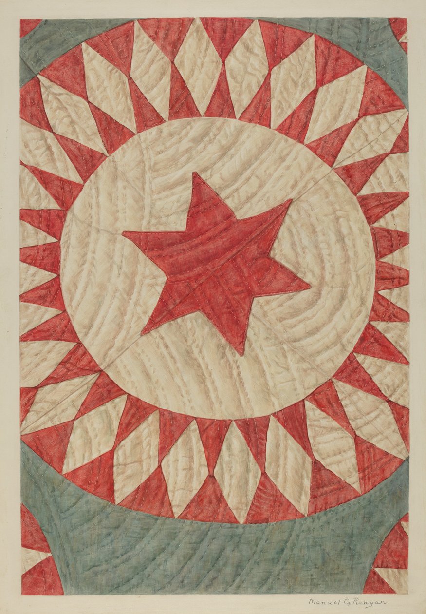 星形和环形被子，约1938年。 作者 曼努埃尔·G·鲁尼安
