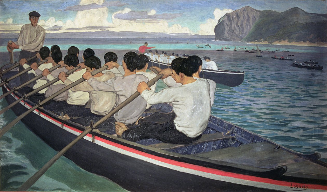 划船者，约 1912 年（布面油画） 作者 曼努埃尔·洛萨达