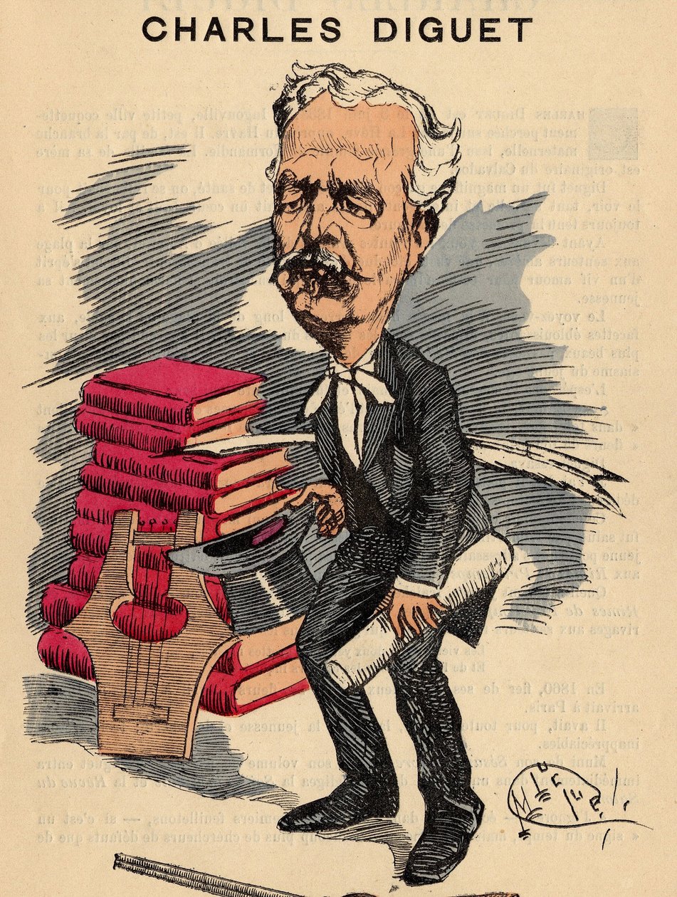 世界人类》第393期的封面，插图由Manuel Luque（1854-1919）绘制。Litterature, Lyre - Diget Charles (1836-1909) 作者 曼努埃尔·卢克（Manuel Luque）