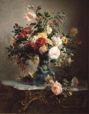 玫瑰花和其他花的花瓶 作者 马克·洛朗·布鲁亚斯