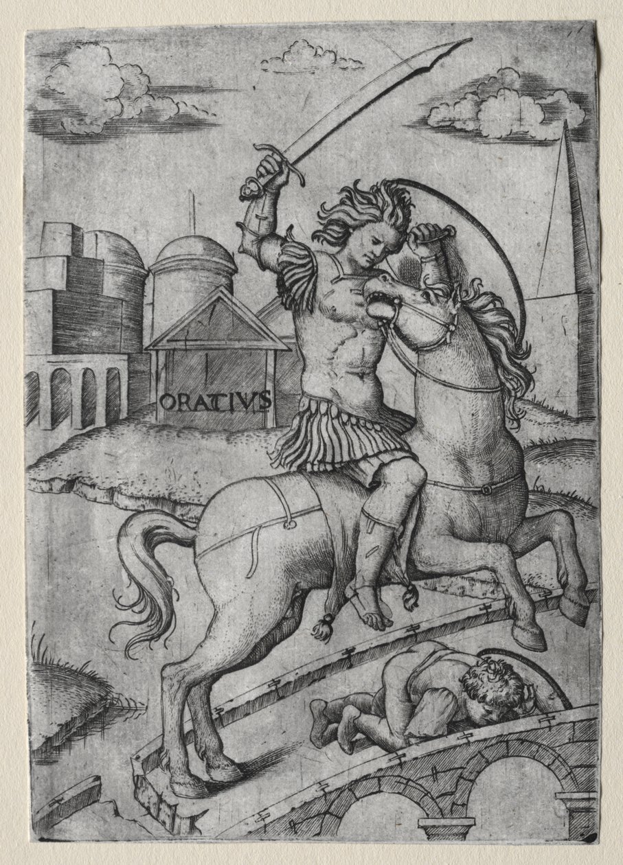 霍拉提乌斯-科克莱斯（Horatius Cocles）保卫苏黎世桥 作者 马尔坎通尼奥·莱蒙迪