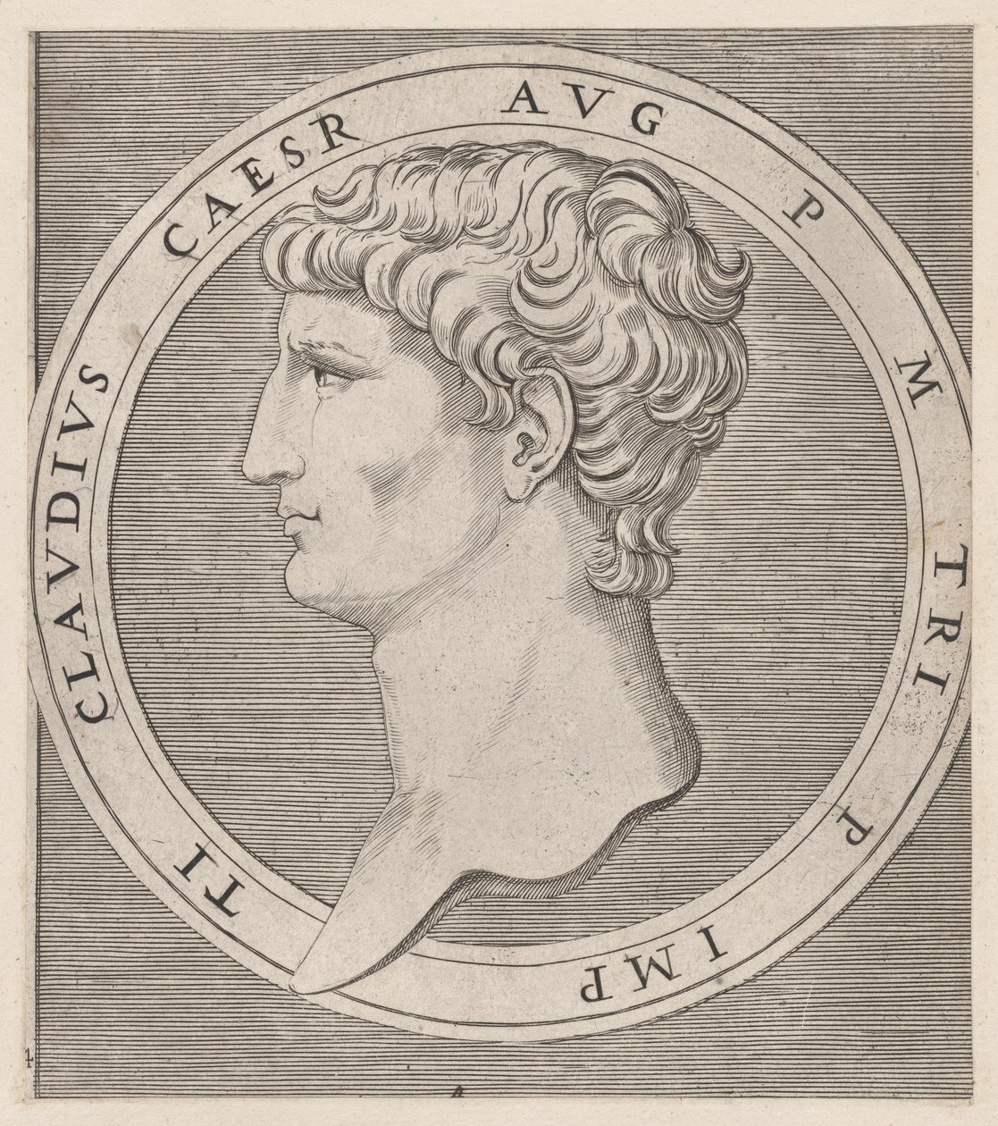Speculum Romanae Magnificentiae：Claudius, from The Twelve Caesars, ca. 1500-1534., ca. 1500-1534. 作者 马尔坎通尼奥·莱蒙迪