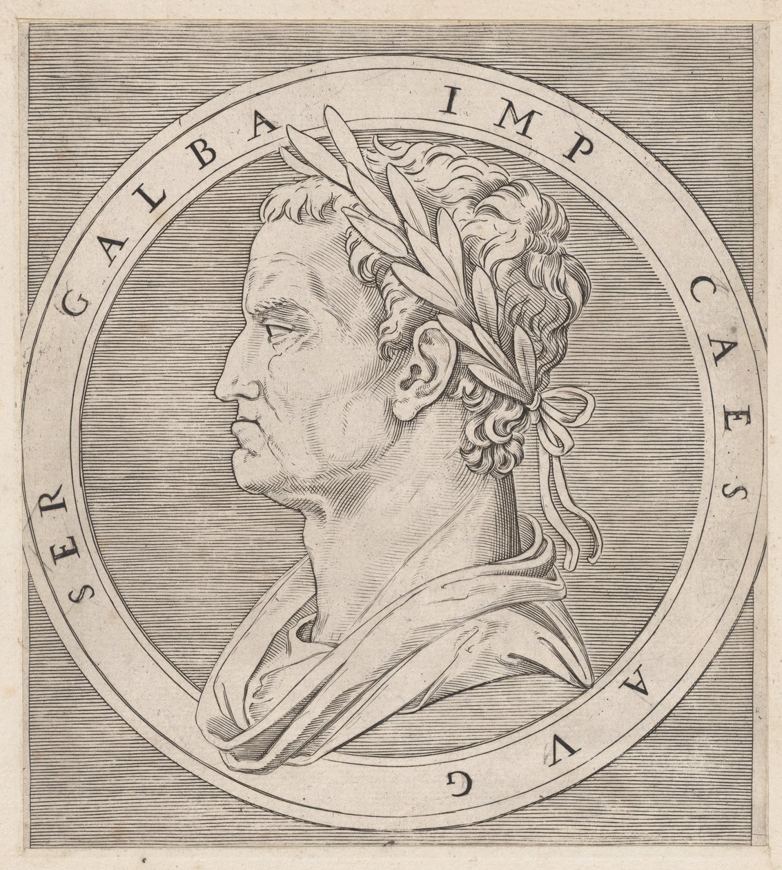 Speculum Romanae Magnificentiae：Galba, from The Twelve Caesars, ca. 1500-1534., ca. 1500-1534. 作者 马尔坎通尼奥·莱蒙迪