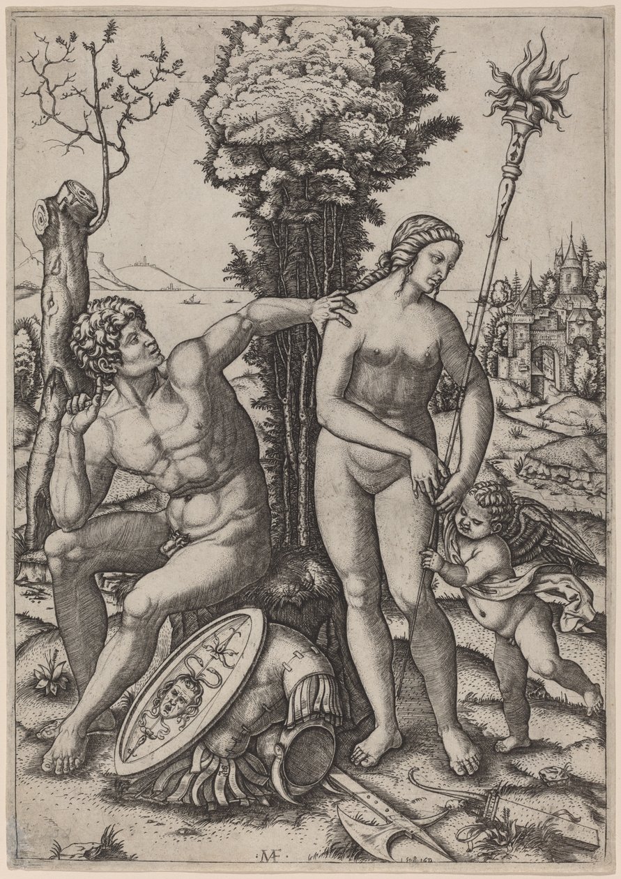 火星、金星和爱神 作者 Marcantonio Raimondi 可能在 Andrea Mantegna 之后