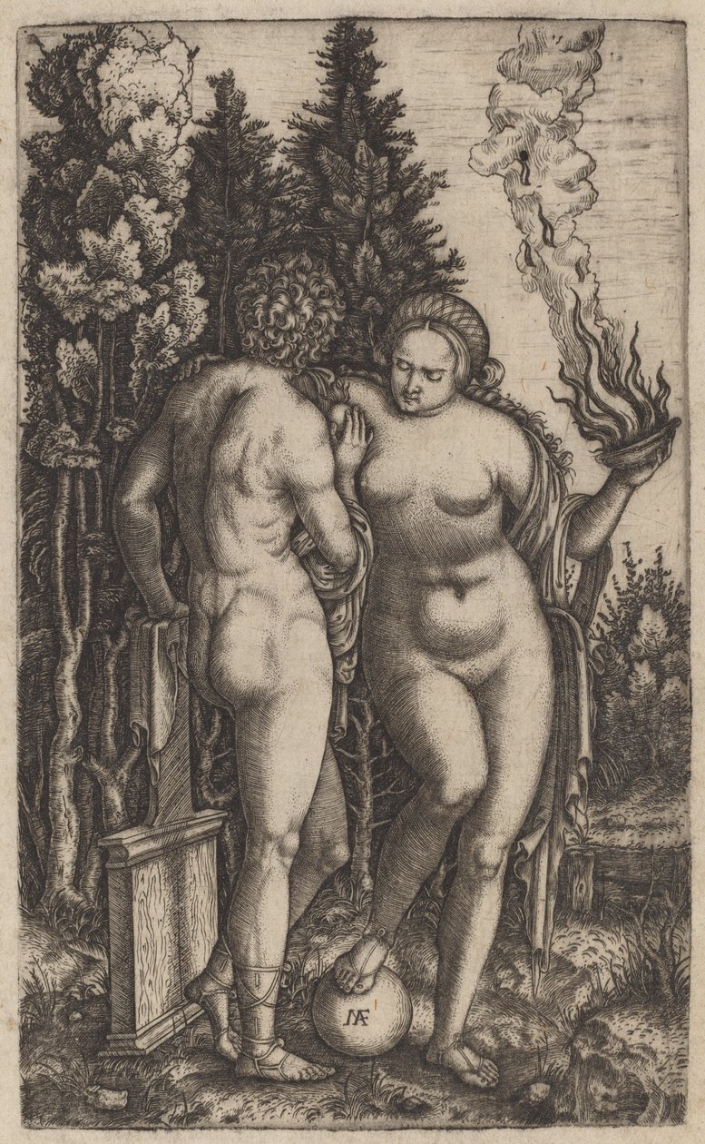 拿着球的男人和女人 作者 Marcantonio Raimondi 可能在 Francesco Francia 之后
