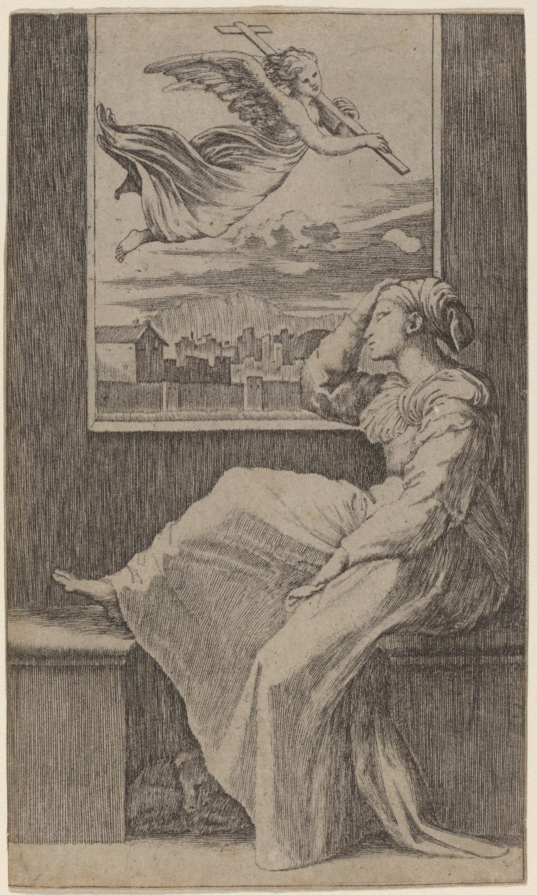 忧郁的女人 作者 Marcantonio Raimondi 可能在拉斐尔之后