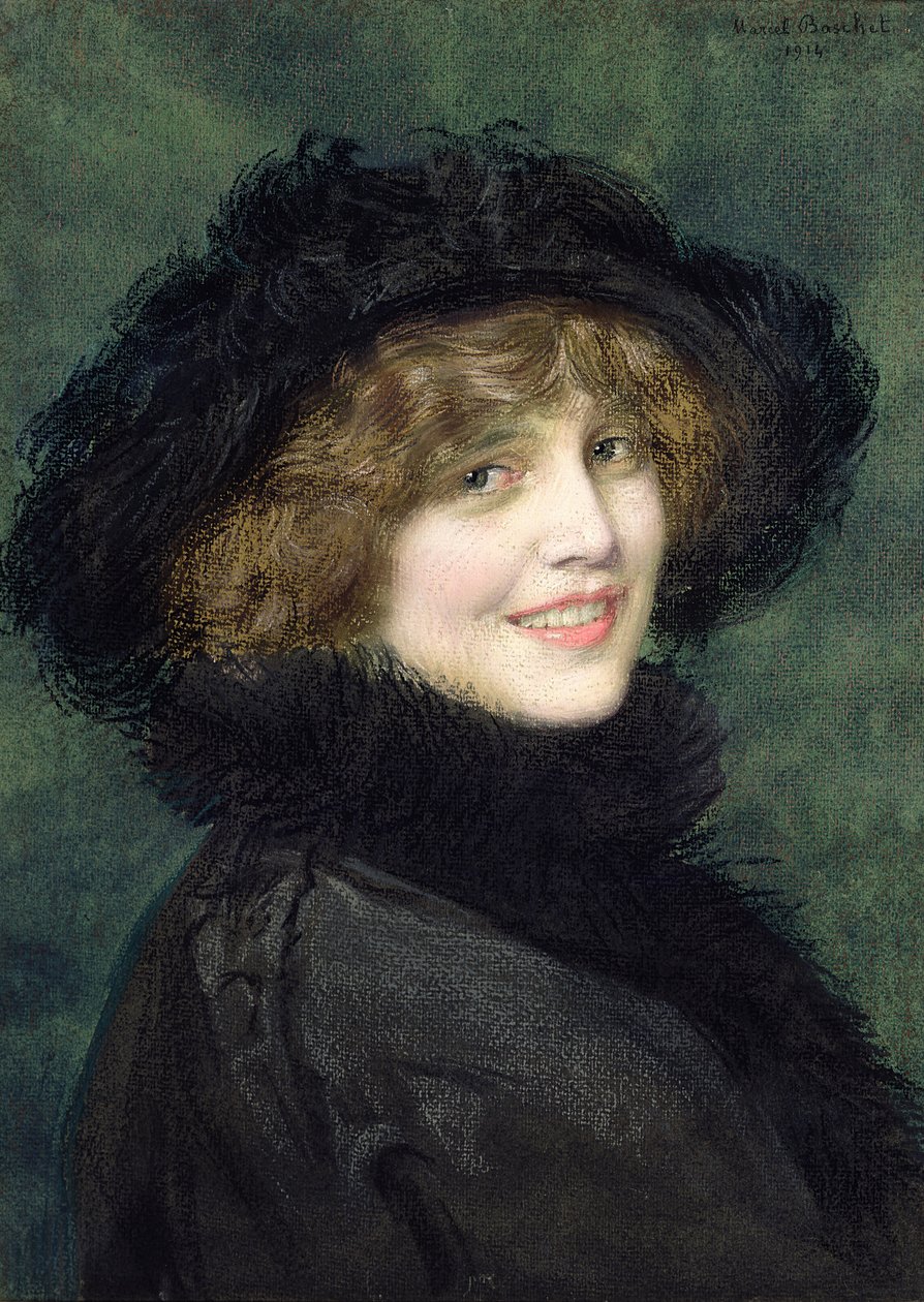 瑞安夫人的肖像，nee Arlette Warrain，1914年（纸上粉彩） 作者 马塞尔·安德烈·巴斯切特