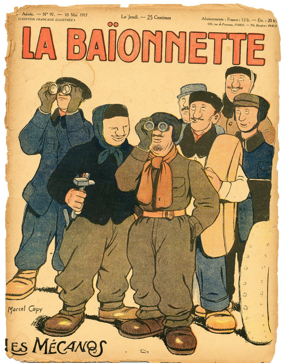 La Baionnette》的封面，色彩斑斓的讽刺诗 作者 马塞尔·阿马布尔·OL·卡皮