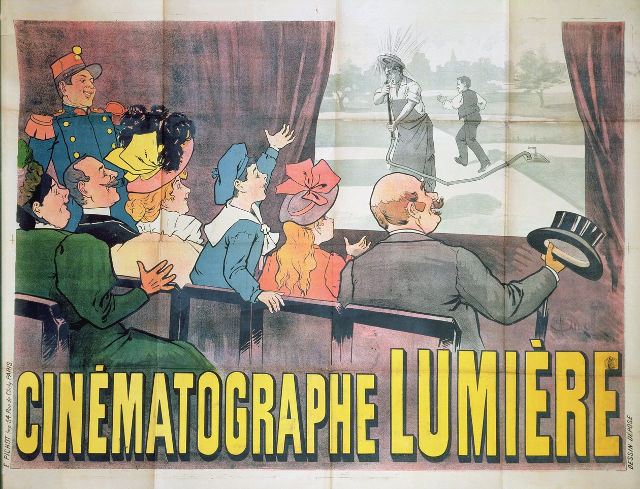 &39;The Waterer Watered&39;，海报广告Cinematographe Lumiere，1896年 作者 马赛琳·奥祖勒