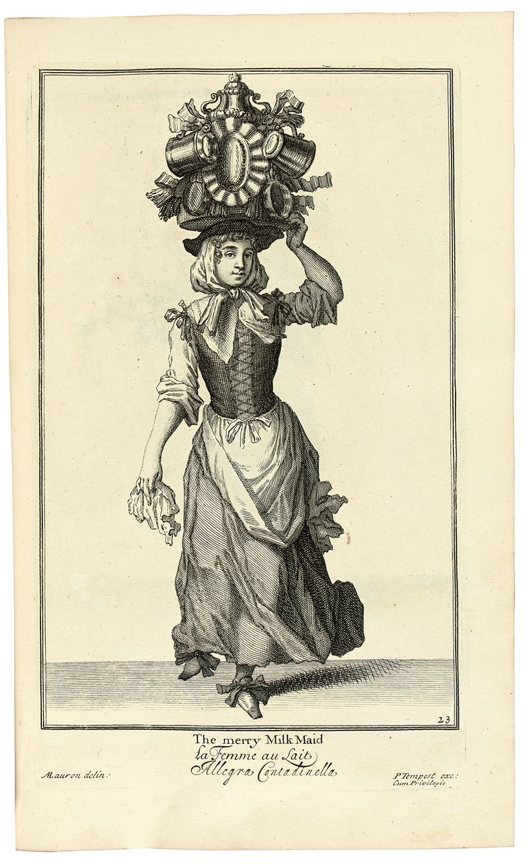 欢乐的牛奶女仆，1733 作者 马塞勒斯（Marcellus）或马塞尔·劳伦（Marcel Lauron）