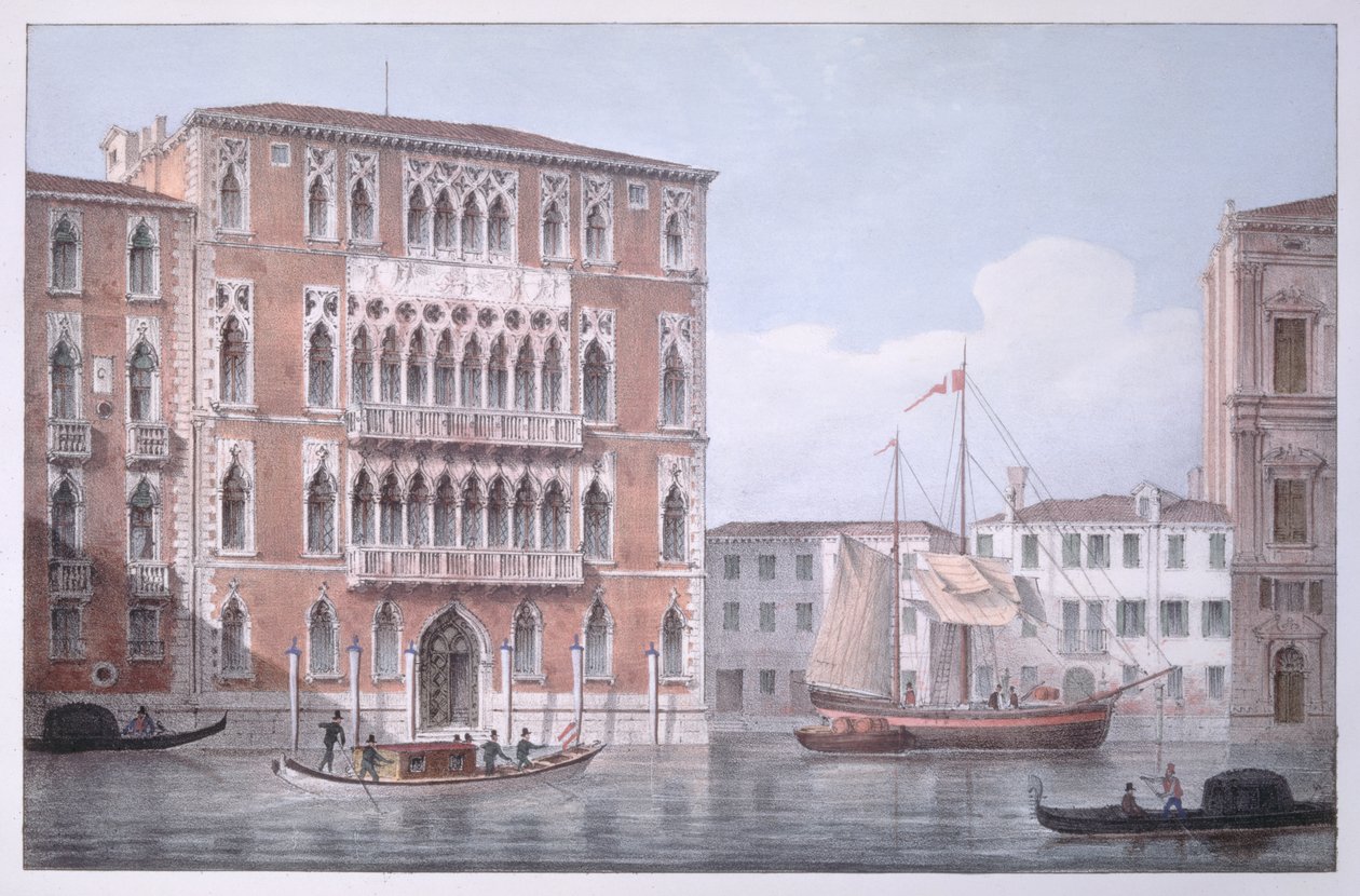 威尼斯的Ca&39;Foscari，由Brizeghel雕刻而成 作者 马可·莫罗