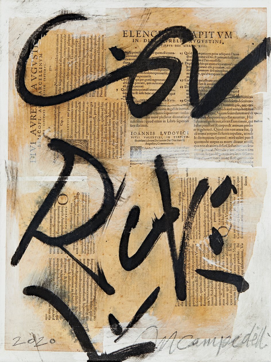 Texto #09，2020 年（拼贴画、混合媒介画布） 作者 马尔科·坎佩德利