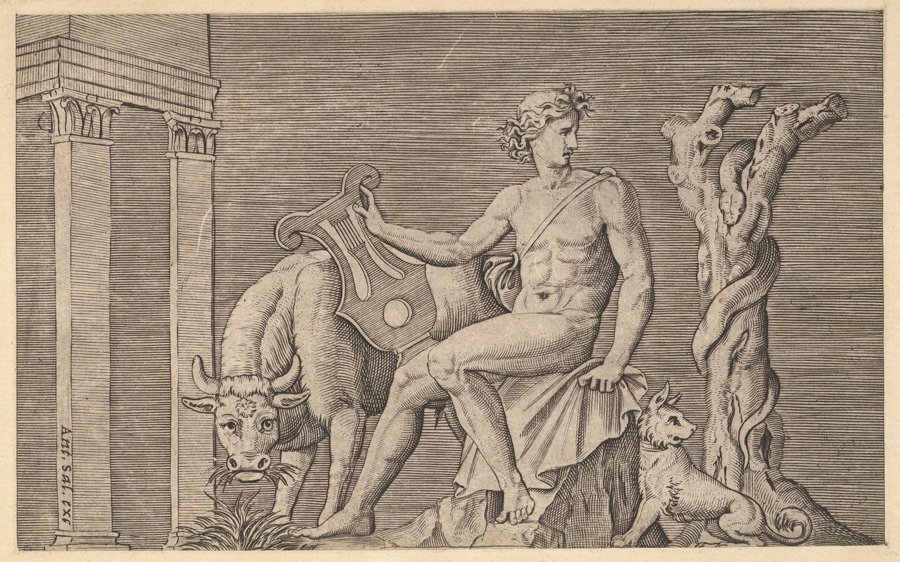 Speculum Romanae Magnificentiae：阿波罗照看阿德米图斯的羊群，16世纪。 作者 马可·登特