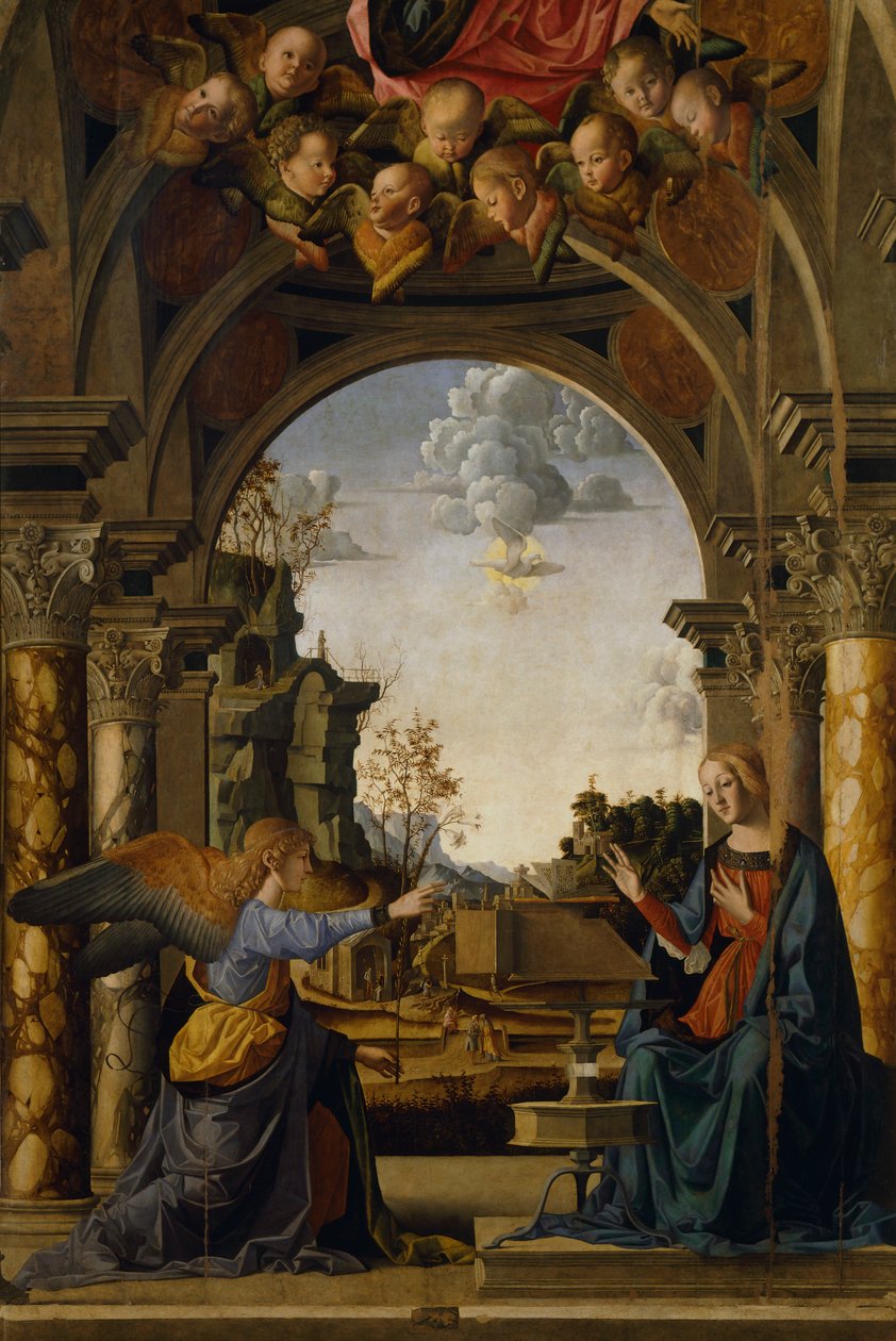 天使报喜》，马可-帕尔梅扎诺（1457-1539）著 作者 马可·帕尔梅扎诺（Marco Palmezzano）