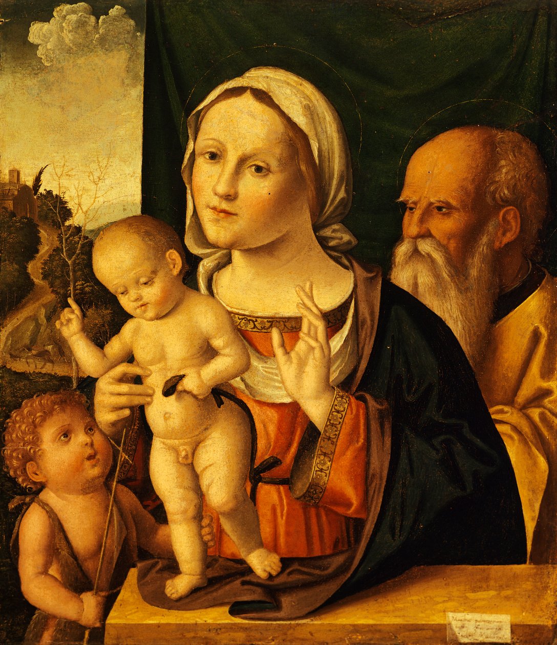 神圣的对话，由Marco Palmezzano（约1459-1539）创作，52x61厘米 作者 马可·帕尔梅扎诺（Marco Palmezzano）