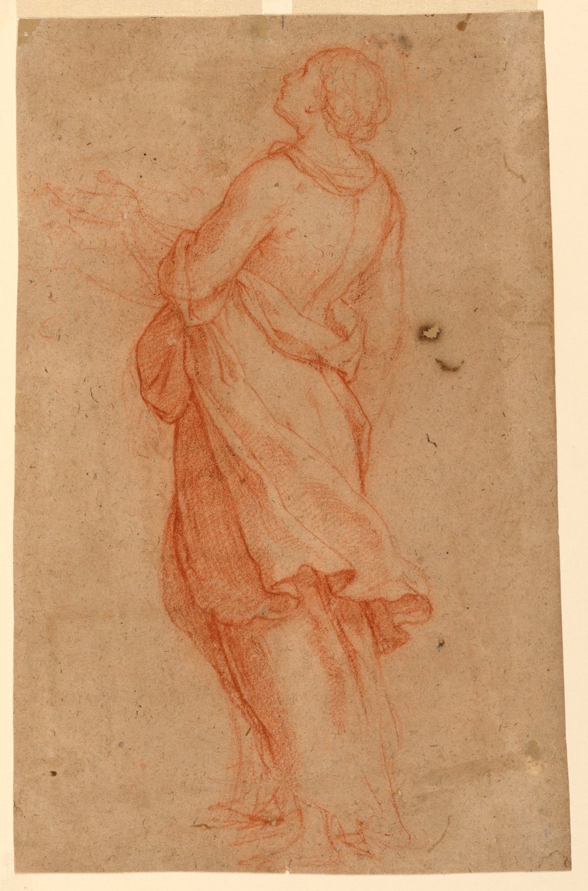 素描，年轻女子（十字架下的抹大拉圣玛丽亚），1550-75 年 作者 马可·皮诺