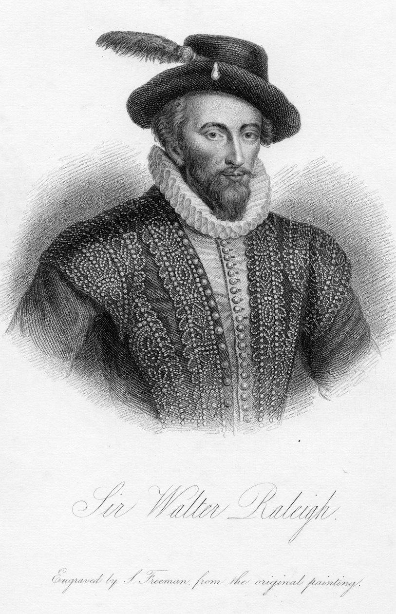 Walter Raleigh爵士，S. Freeman制作的印刷品 作者 Marcus Garret Gheeraerts the Younger