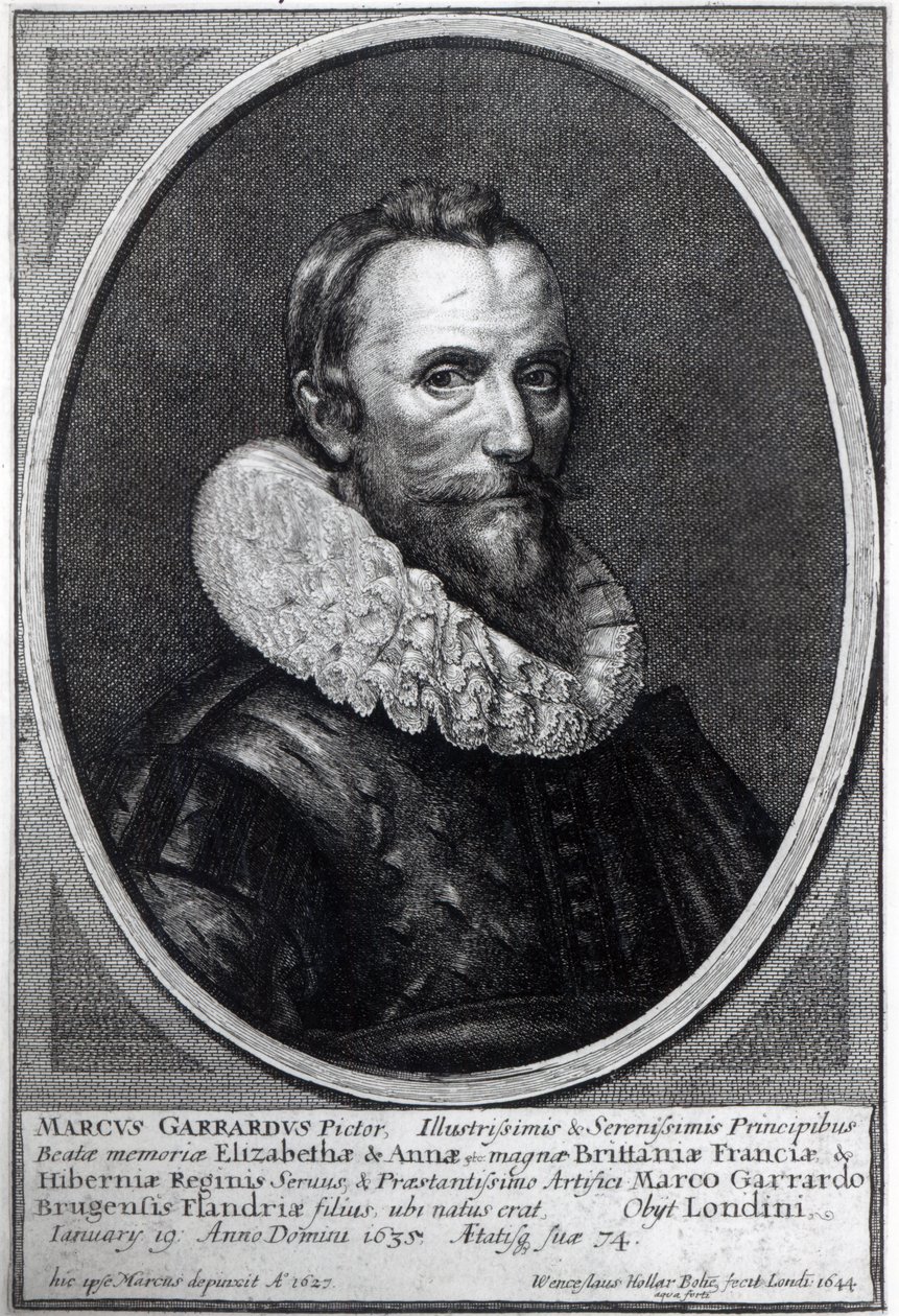 自画像，由Wenceslaus Hollar雕刻，1644年 作者 Marcus Garret Gheeraerts the Younger