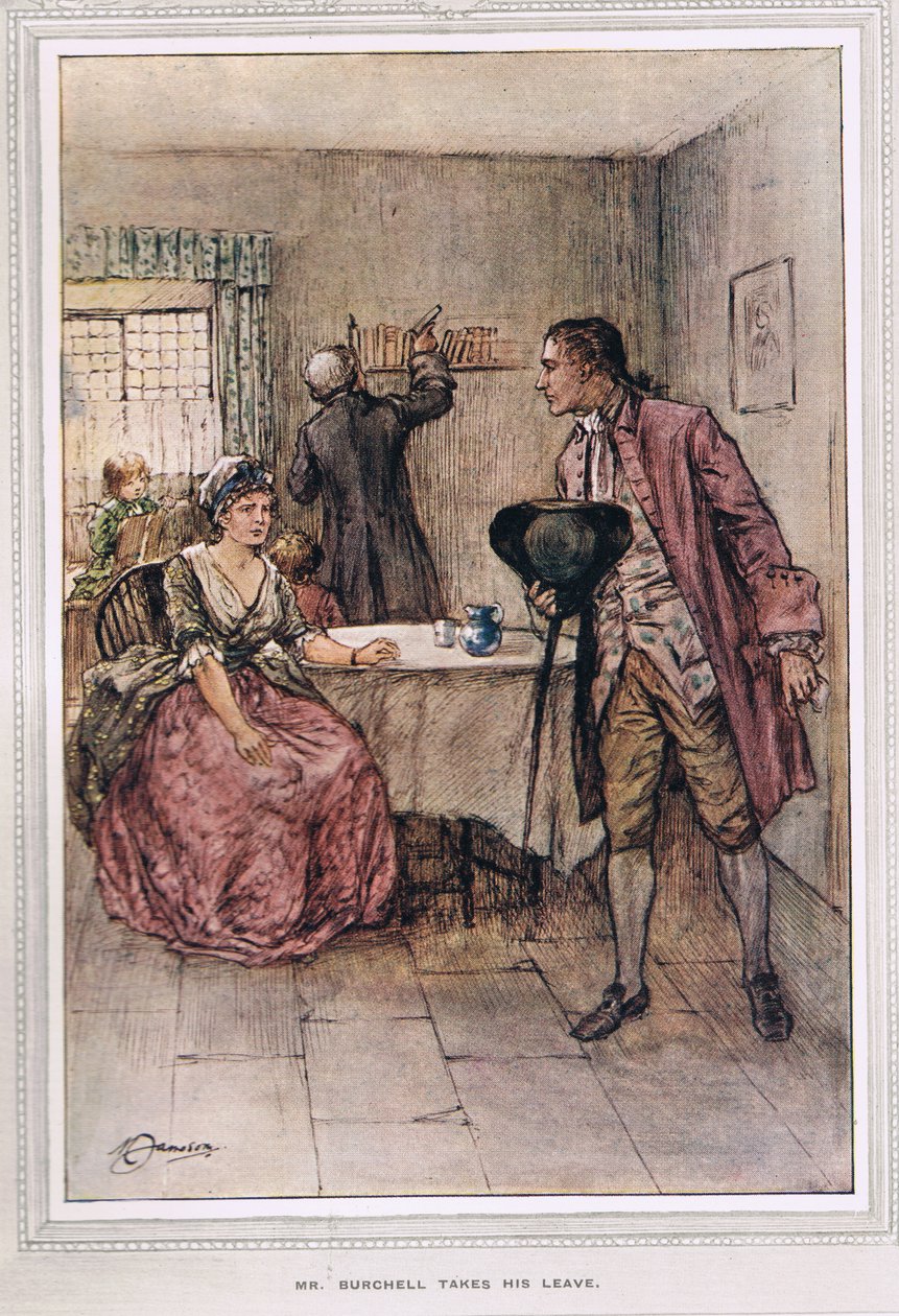Burchell先生请假，Oliver Goldsmith撰写的“韦克菲尔德牧师”插图，c.1910 作者 玛格丽特·詹姆森