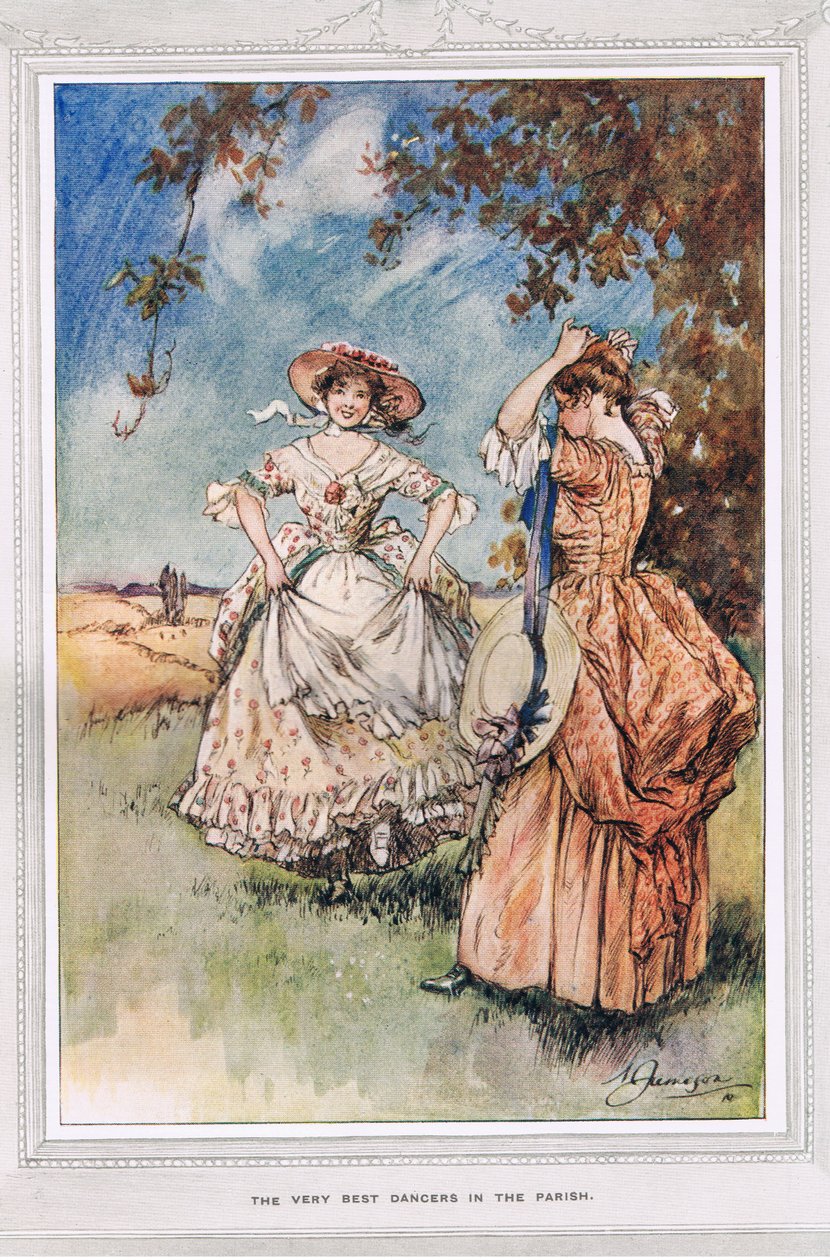 教区里最好的舞者，来自Oliver Goldsmith的“韦克菲尔德牧师”的插图，c.1910 作者 玛格丽特·詹姆森