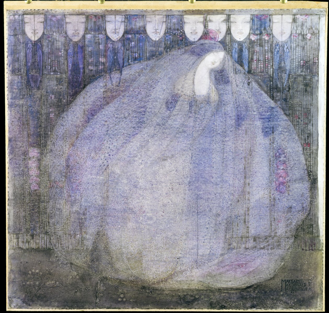 神秘花园，1911年（wc＆墨水在牛皮纸上的铅笔放在船上） 作者 玛格丽特·麦克唐纳·麦金托什