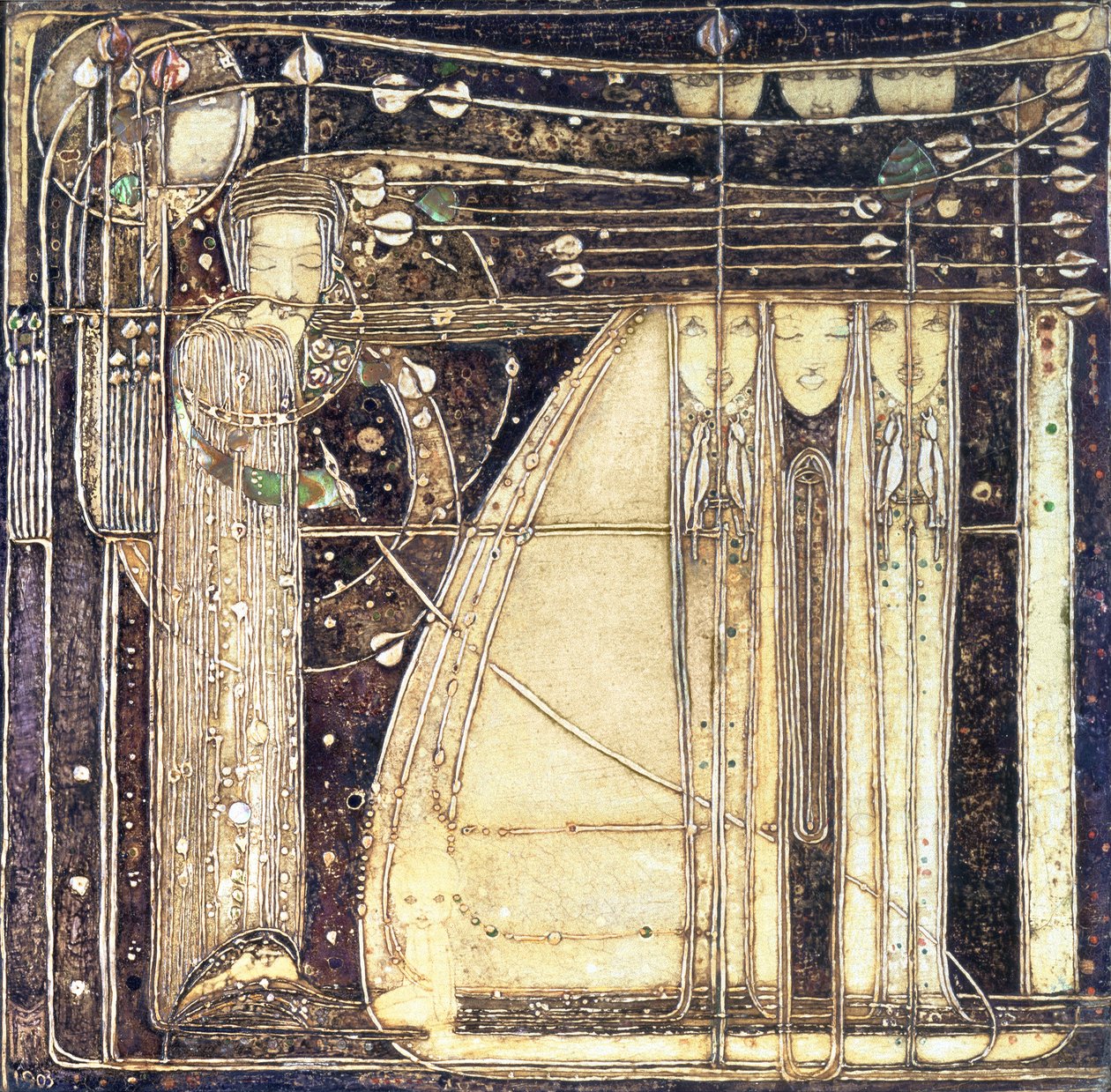 风之歌，c.1902（镶嵌石膏面板） 作者 玛格丽特·麦克唐纳·麦金托什
