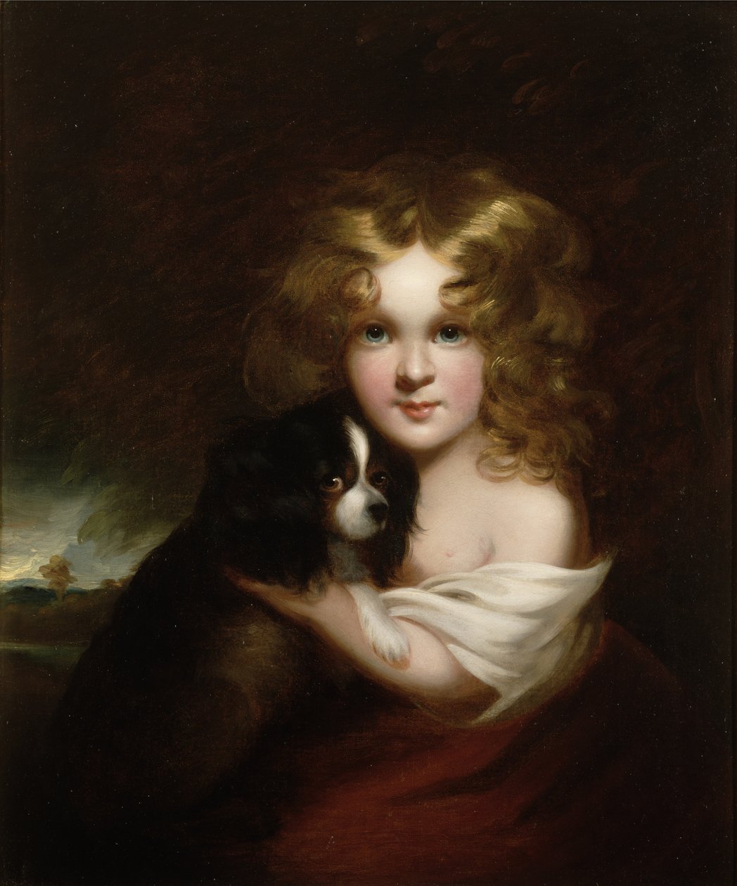 有狗的女孩，c.1840 作者 玛格丽特·莎拉·卡彭特