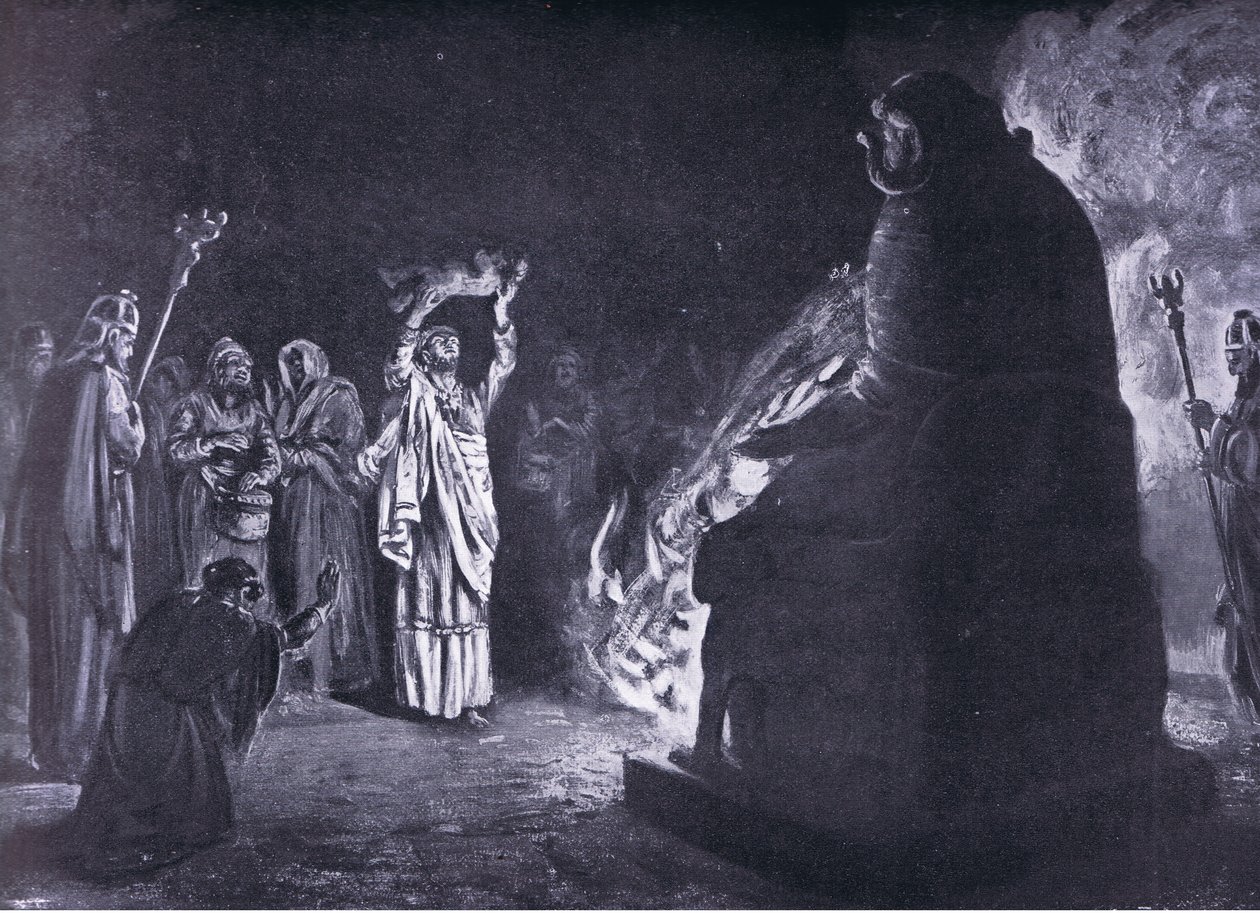 腓尼基人祭祀摩洛神（石版画） 作者 玛格丽特·多瓦斯顿