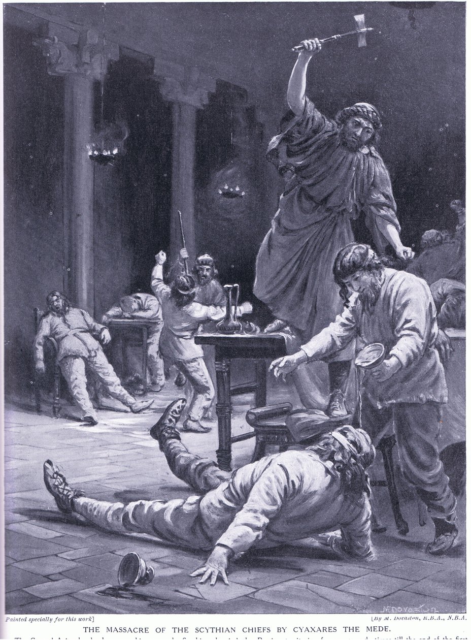 美第人赛克萨雷斯屠杀斯基泰酋长（石版画） 作者 玛格丽特·多瓦斯顿