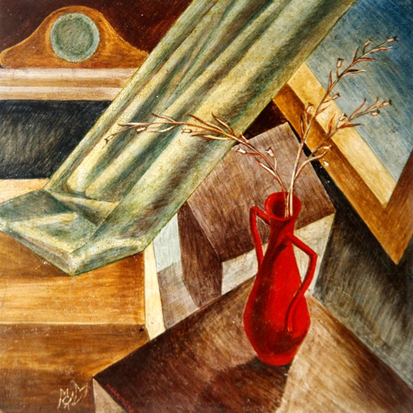 室内，约1938年（亚麻布上的钢笔画）。 作者 玛格丽特·沃灵顿