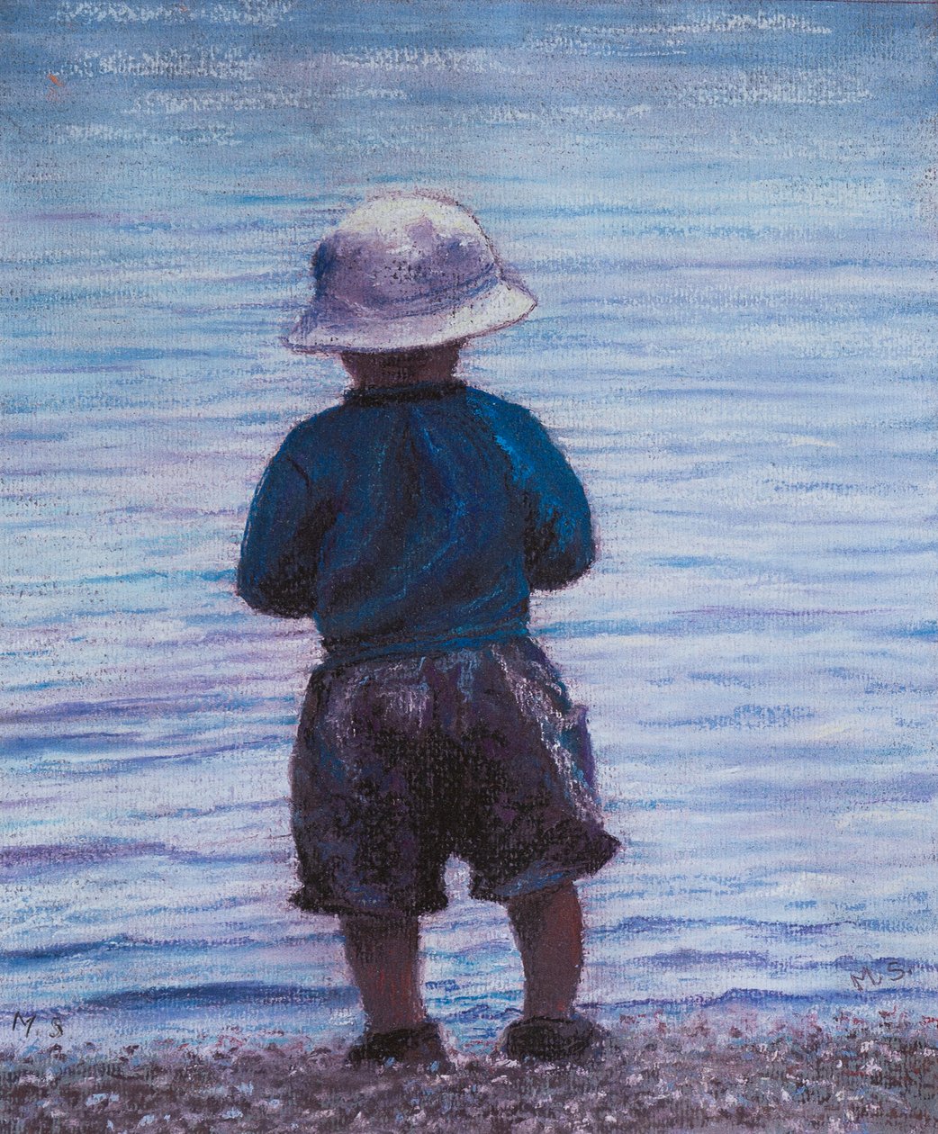 考虑游泳，2019年（粉笔画） 作者 玛戈斯塔基