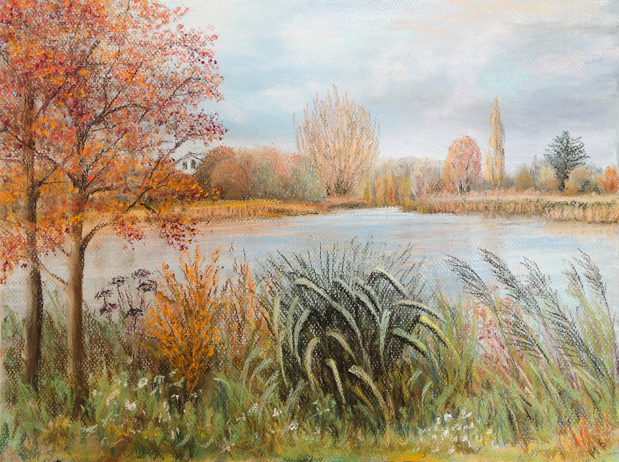 River Thames near Windsor, 2022 (pastel) 作者 玛戈斯塔基