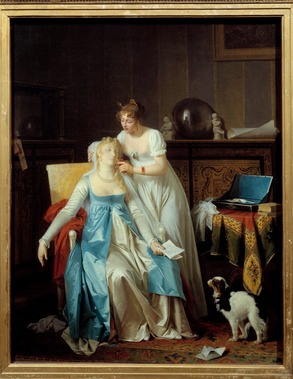 Bad News A girl dressed in Premier Empire fashion faints when she reads a letter announcing misfortune. Painting by Marguerite Gerard (1761-1837) 1804 Sun. 0,63x0,5 m 作者 玛格丽特·杰拉德
