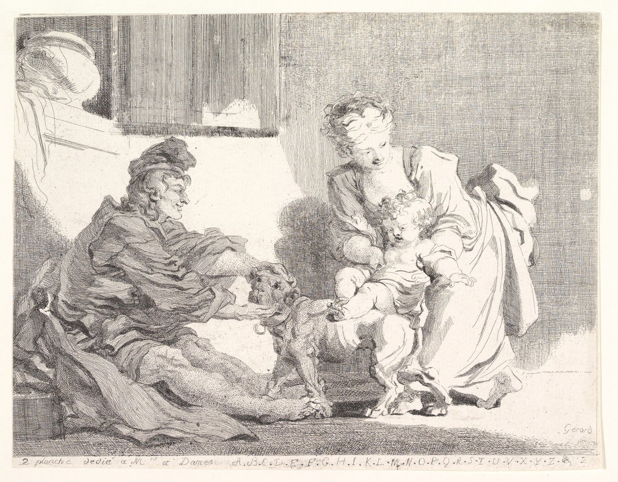 《儿童与斗牛犬》，1778年。 作者 玛格丽特·杰拉德