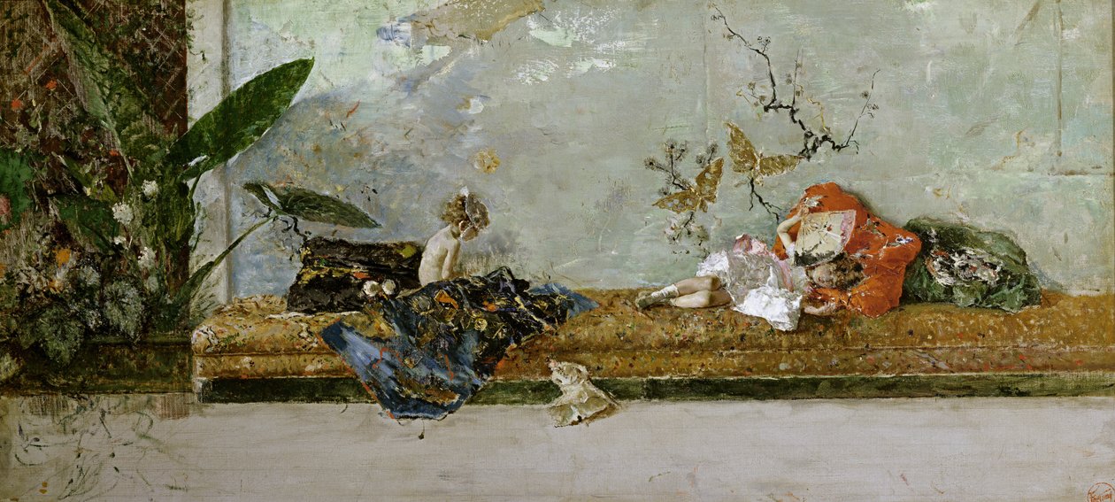 艺术家儿童，玛丽亚·路易莎（MaríaLuisa）和马里亚诺（Mariano），在SalónJaponés，1874年 作者 玛丽亚·福图尼