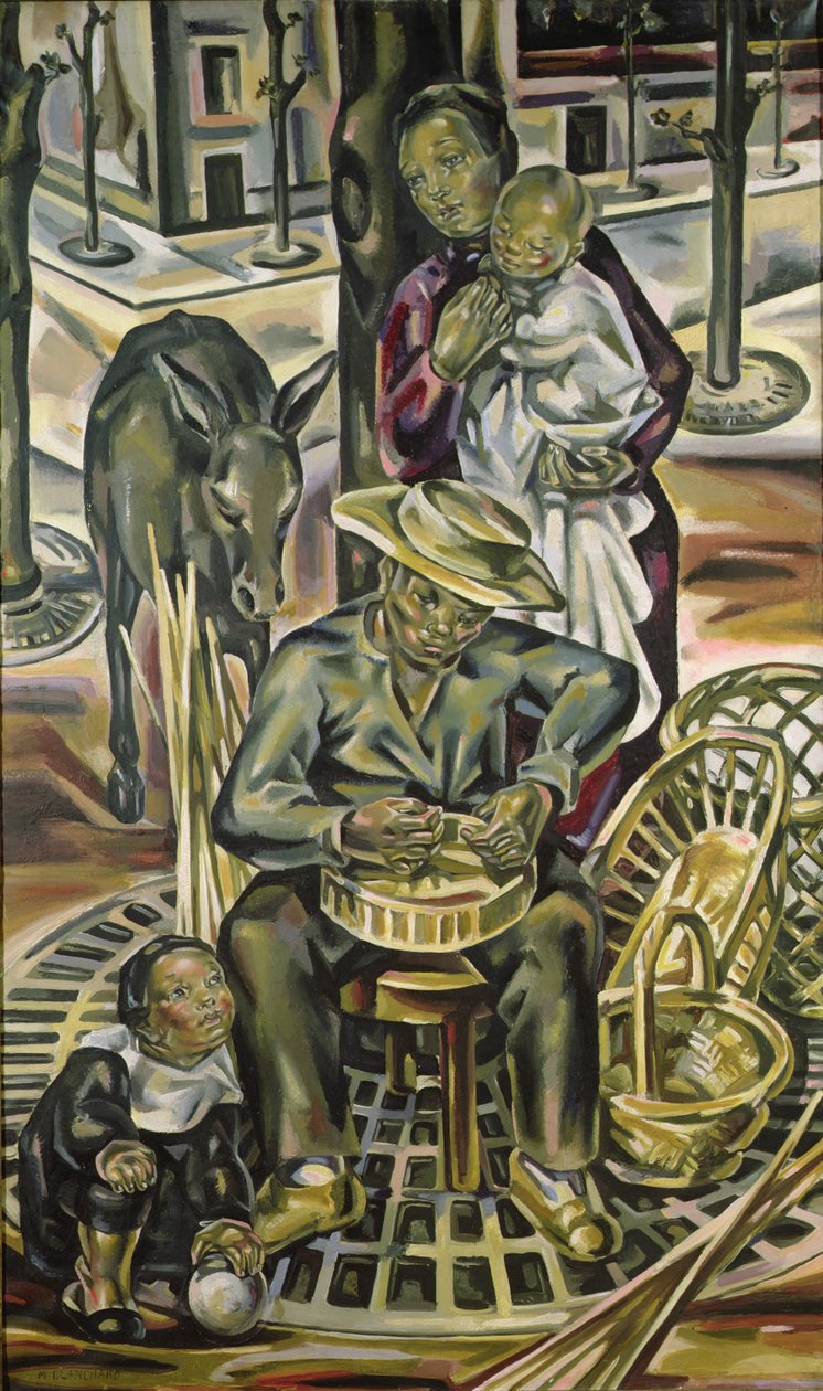 篮子制造者，c.1925 作者 玛丽亚·布兰查德（Maria Blanchard）