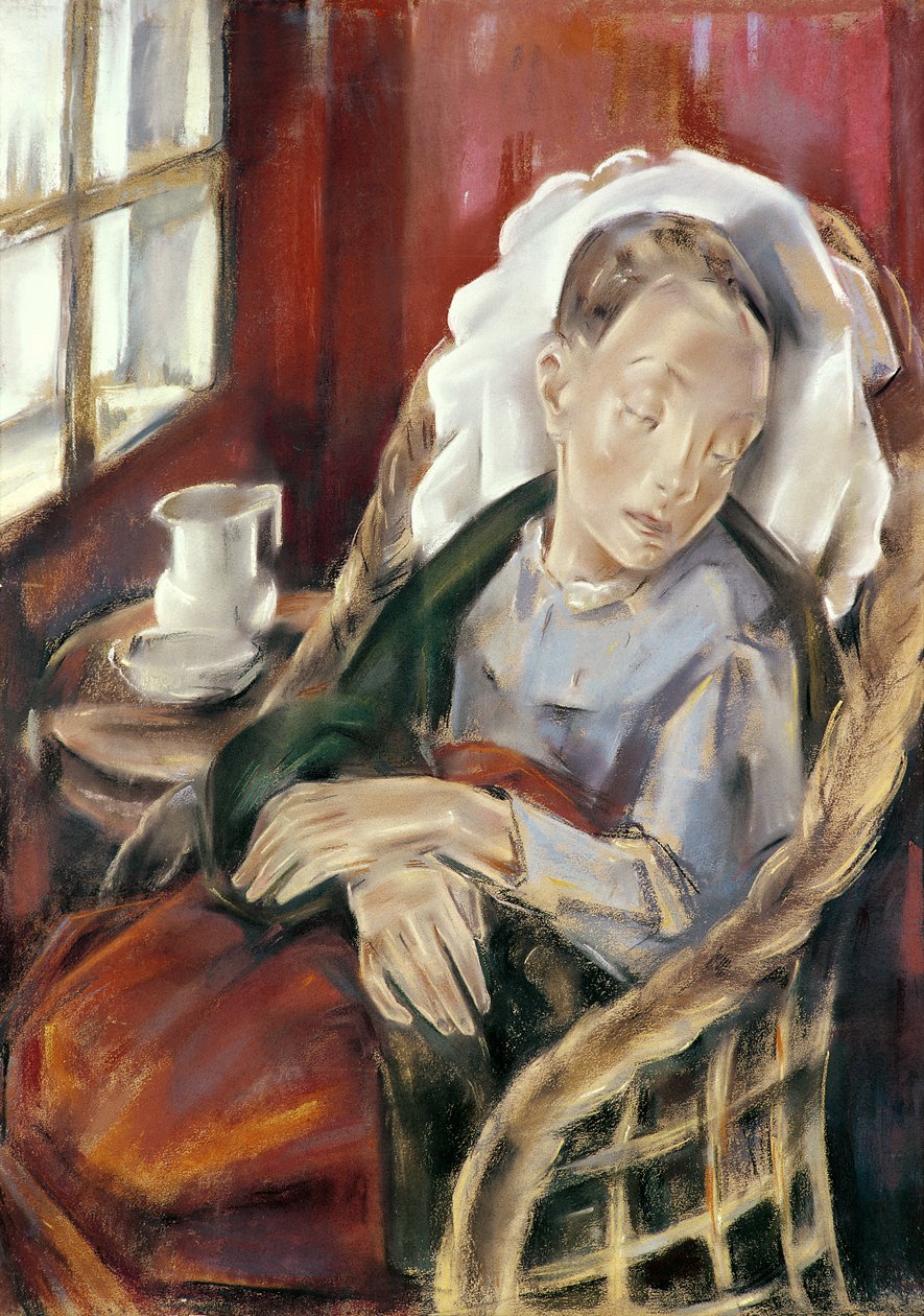 恢复期，1930年（粉彩卡） 作者 玛丽亚·布兰查德（Maria Blanchard）