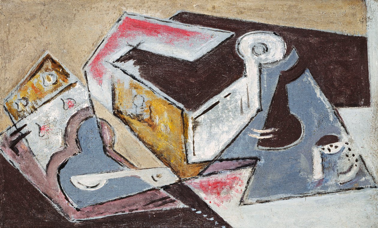 立体派组成；组成Cubiste，c.1918（布面油画） 作者 玛丽亚·布兰查德（Maria Blanchard）