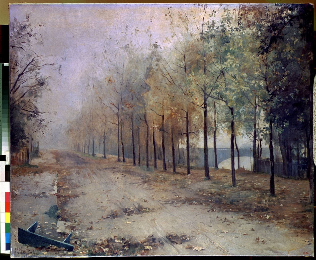 秋天（Automn）。Maria Konstantinovna Bashkirtseva（1860-1884 年）的作品。布面油画，97 x 117 厘米，1883 年。俄罗斯艺术，19 世纪风景画。圣彼得堡俄罗斯国家博物馆。 作者 玛丽亚·康斯坦丁诺娃（Maria Konstantinova）Bashkirtseva