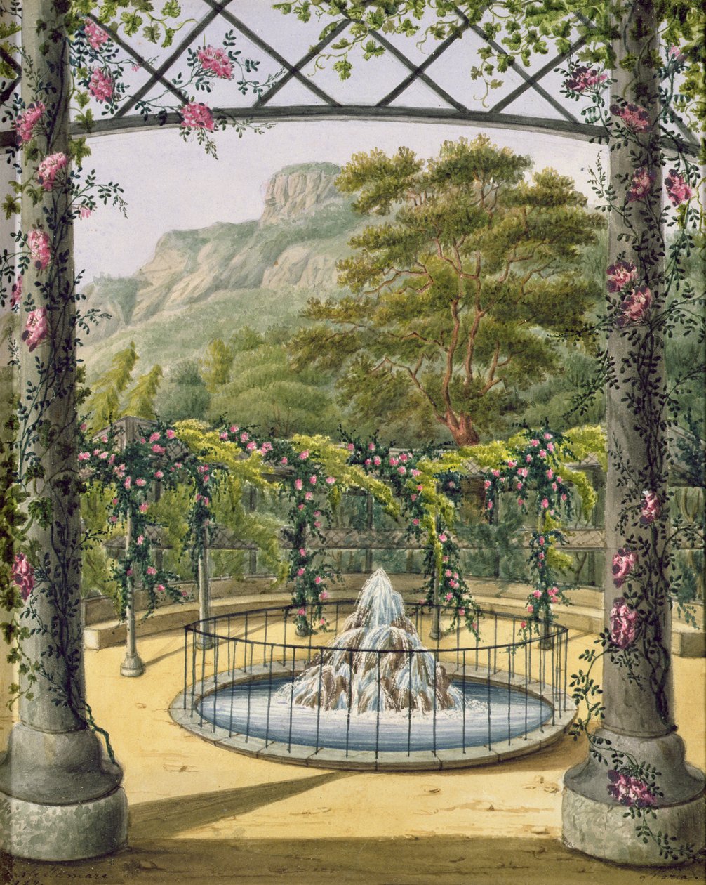 1824年加洛别墅的格子花园（纸上写着） 作者 玛丽安·德斯特哈齐（Marianne DEsterhazy）